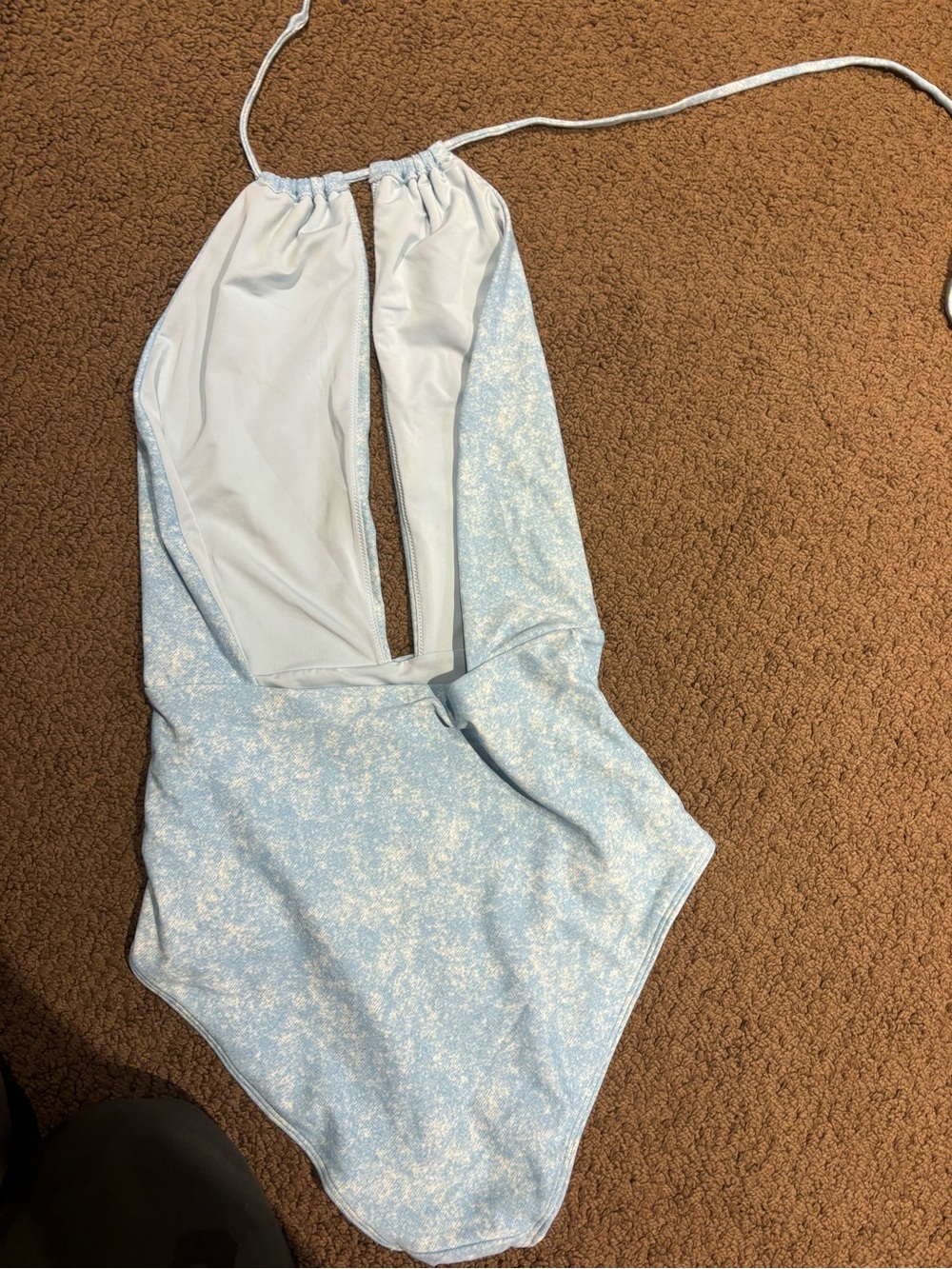 Light Blue Halter One-Piece Swimsuit - Picture 2 of 2